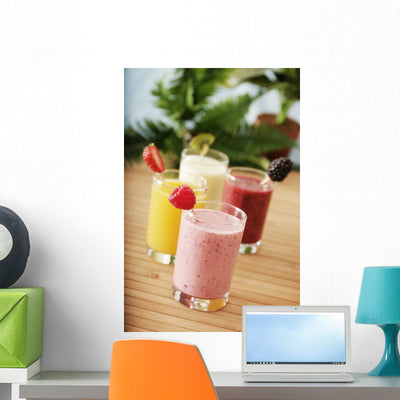 Smoothies shown on a wall