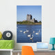 Swans On Water In Front Of Dunguaire Castle Wall Mural