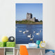 Swans On Water In Front Of Dunguaire Castle Wall Mural