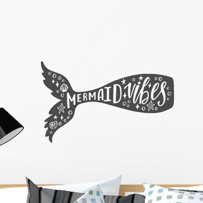 Mermaid Quotes Mermaid Vibes Wall Decal shown on a wall