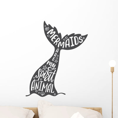 Mermaid Quote Spirit Animal Wall Decal shown on a wall