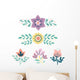 Simple Pastel Scandinavian Floral Wall Decal Sticker Set