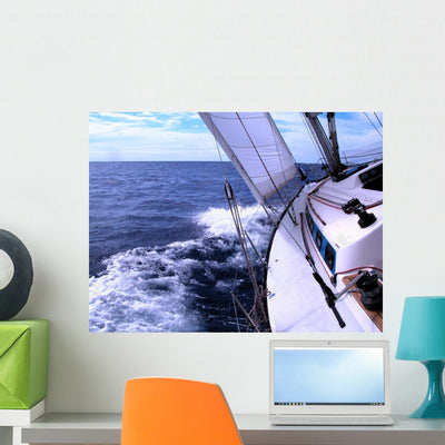 Sailing Wall Mural shown on a wall