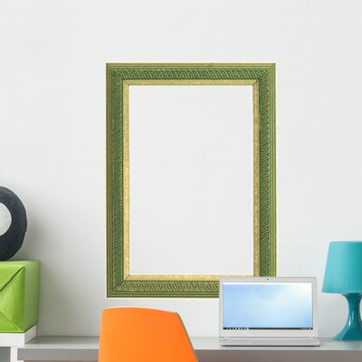 Green and Gold Frame Wall Decal shown on a wall