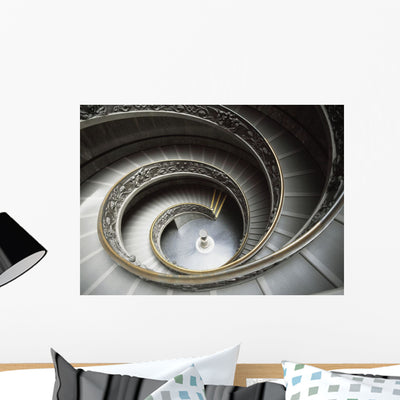 Spiral Staircase Vatican Wall Mural shown on a wall
