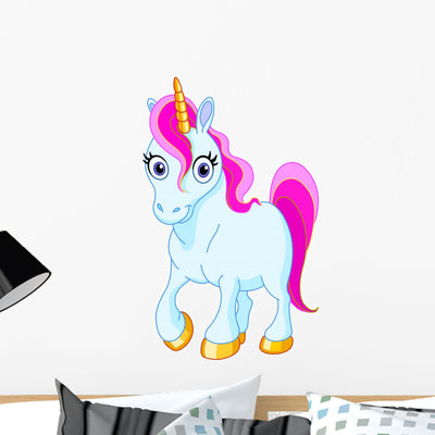 Cute Unicorn Wall Decal shown on a wall