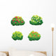 Four Cartoon Bushes Tree Wall Decal Sticker Set