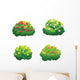 Four Cartoon Bushes Tree Wall Decal Sticker Set