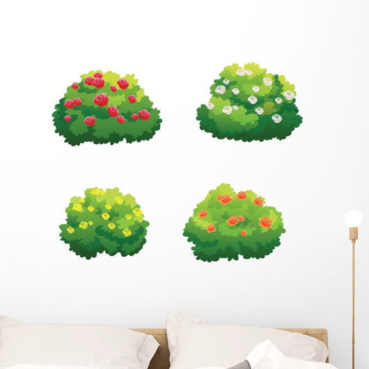 Sticker Bush Name Four Cartoon Bushes Tree Wall Decal Sticker Set - WallMonkeys.com ...