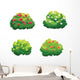 Four Cartoon Bushes Tree Wall Decal Sticker Set