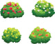 Four Cartoon Bushes Tree Wall Decal Sticker Set