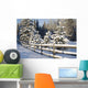 Snow-Covered Evergreens And Rustic Fence Wall Mural