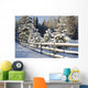 Snow-Covered Evergreens And Rustic Fence Wall Mural