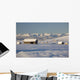 Snow Covered Log Cabin And Hay Bales Wall Mural
