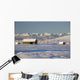 Snow Covered Log Cabin And Hay Bales Wall Mural