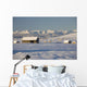 Snow Covered Log Cabin And Hay Bales Wall Mural