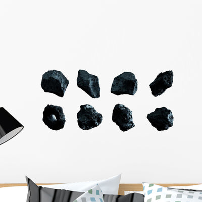 Dark Matter Rock Asteroids Wall Decal Sticker Set shown on a wall