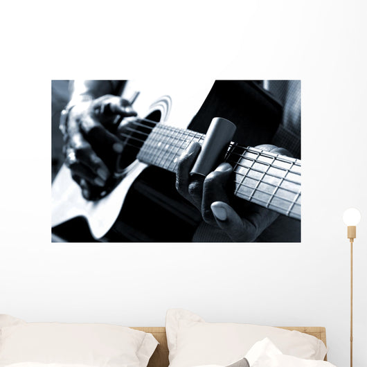 African American man playing guitar Wall Mural