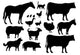Various Farm Animals Silhouettes Wall Decal Sticker Set