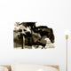 Equestrian Jumping Action Sepia Tone Wall Mural