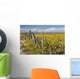 Wildflowers Surround Rustic Barb Wire Fence Wall Mural