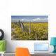 Wildflowers Surround Rustic Barb Wire Fence Wall Mural