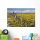 Wildflowers Surround Rustic Barb Wire Fence Wall Mural