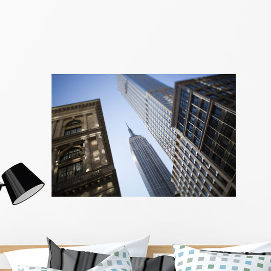 Tilt shift lens image - looking up at Sykscrapers in Manhattan Wall Mural