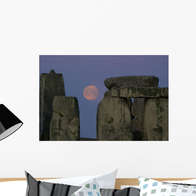 Stonehenge with Harvest Moon Wall Mural shown on a wall
