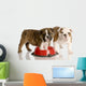 Two Bulldogs Puppies and Dog Food Dish Wall Decal