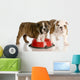 Two Bulldogs Puppies and Dog Food Dish Wall Decal