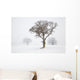 Oak Tree Snow Fog Wall Mural