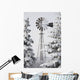 Old Windmill And Trees Covered With Snow And Frost Wall Mural
