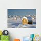 Snow-Covered Hay Bales Wall Mural