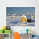 Snow-Covered Hay Bales Wall Mural
