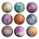 Colorful Watercolor Planets Wall Decal Sticker Set