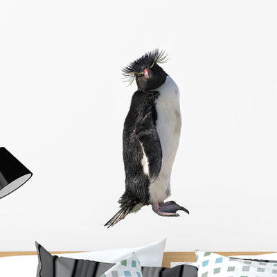 Macaroni Penguin Wall Decal shown on a wall