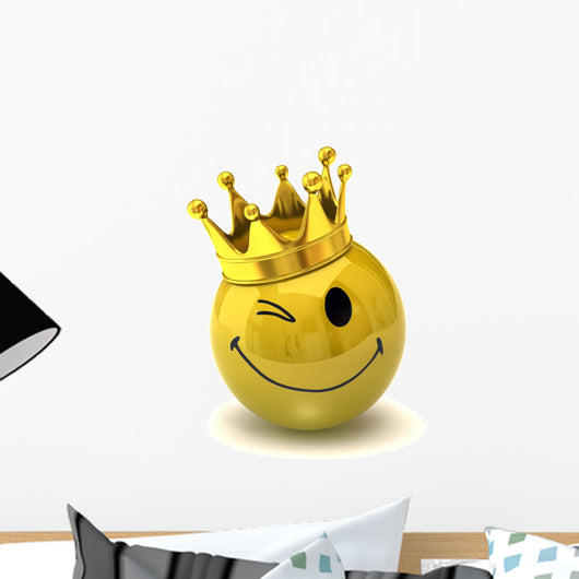 Happy Smiley with Crown Wall Decal