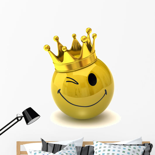 Happy Smiley with Crown Wall Decal