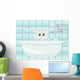 Cat taking bath Wall Mural