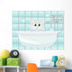 Cat taking bath Wall Mural