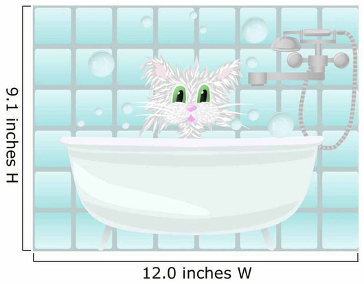 Cat taking bath Wall Mural