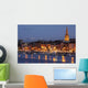 Boats Moored On River Suir At City Waterfront At Night Wall Mural