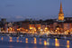 Boats Moored On River Suir At City Waterfront At Night Wall Mural