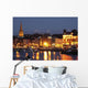 Boats Moored On River Suir At City Waterfront At Night Wall Mural