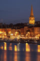 Boats Moored On River Suir At City Waterfront At Night Wall Mural