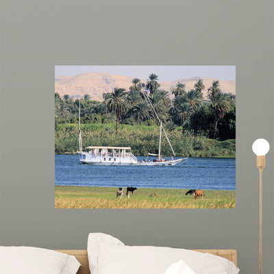 Egyptian Sailing Boat 2 shown on a wall