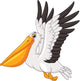 Cartoon Pelican Flying White Wall Decal