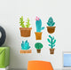 Six Cacti Cactus Wall Decal Sticker Set