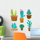 Six Cacti Cactus Wall Decal Sticker Set